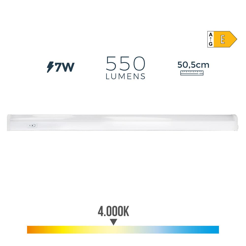Armadura eletrónica led 7w 600lm 4000k luz dia 50,5x2,5x3,6cm edm