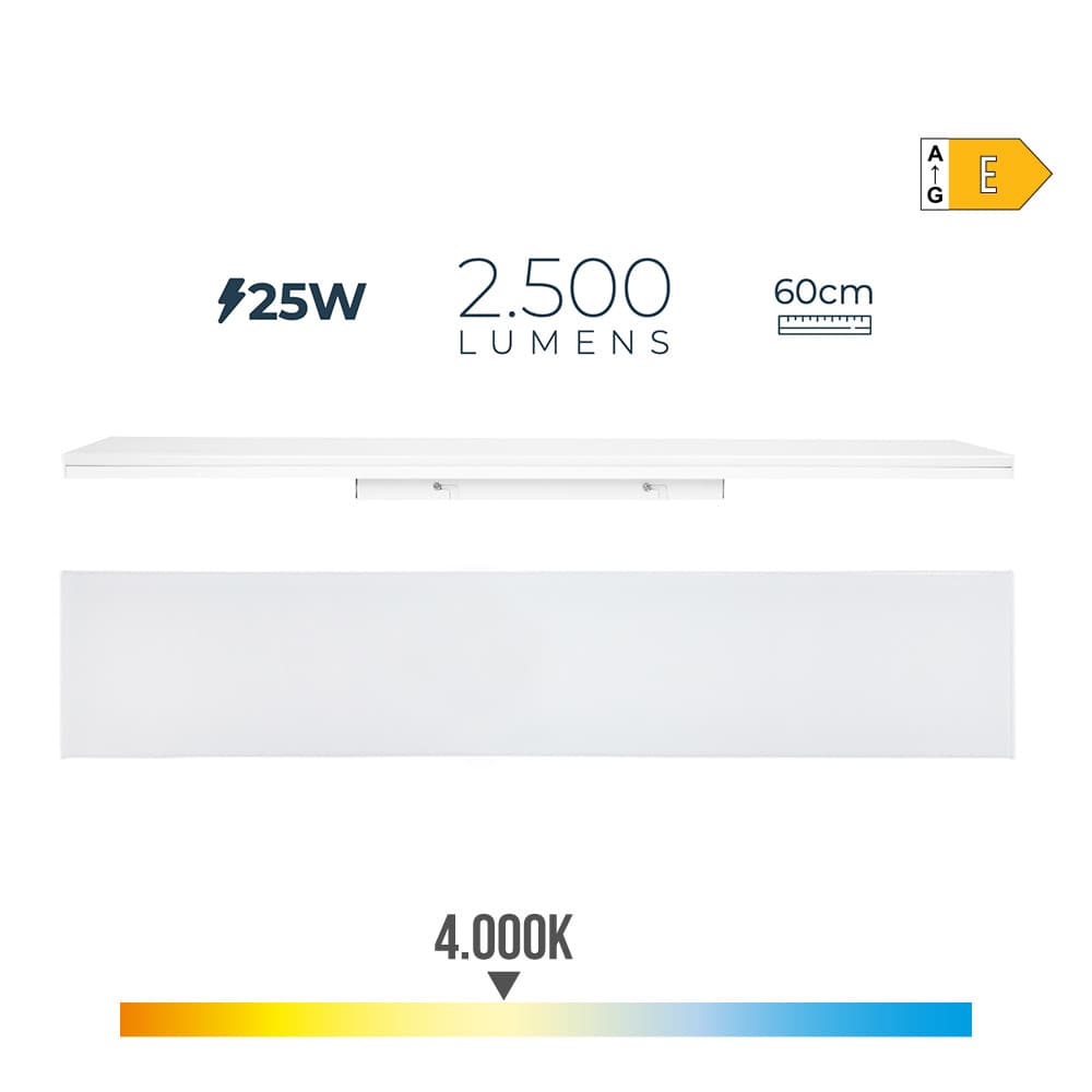 EDM Armadura LED 25w 4000k Luz Dia 2500lm 12x60x4,5cm
