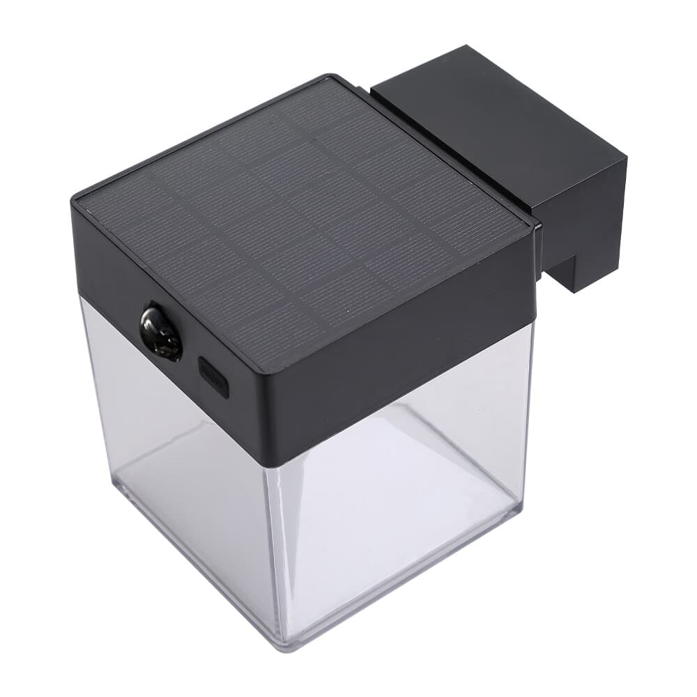 Aplique solar quadrado 4w 500lm, 3000/4000/6500k, 3cct, com sensor, preto