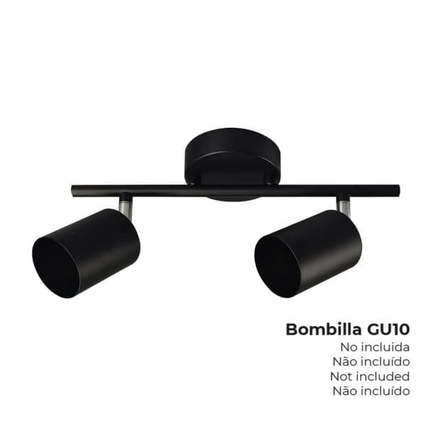 EDM Regleta/Candeeiro de Teto 32034 2 Focos GU10 Preto