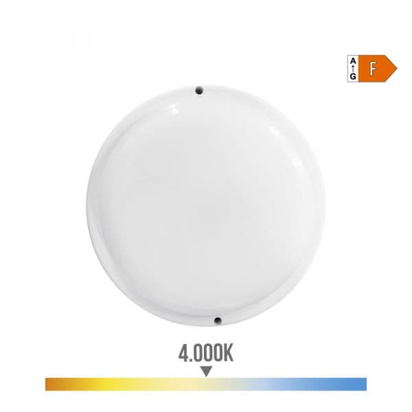 EDM Candeeiro/Aplique Redondo LED 18W 4000K Ø20,8x4,8cm Branco/Preto