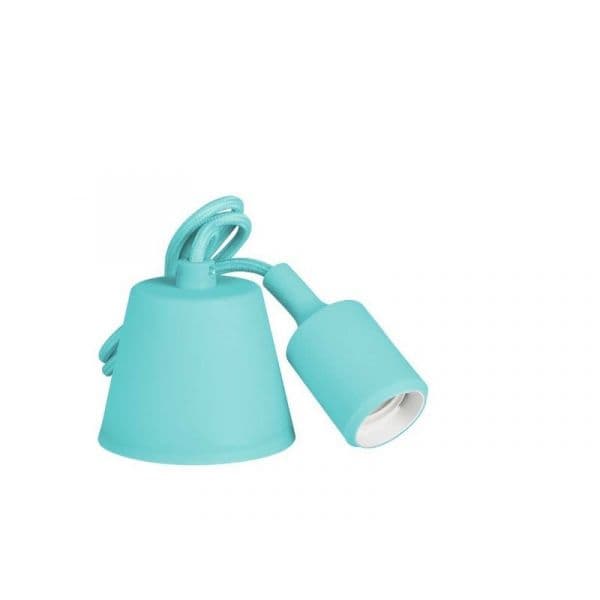 Suporte Lâmpada E27 em Suspensão Silicone Azul (98,4 cm) - MI52423