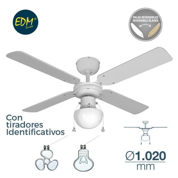 Edm Ventilador de de Teto 50W Ø102CM 65M3/MIN Caribe Branco