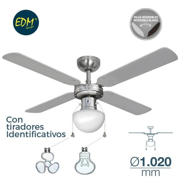 Edm Ventilador de de Teto 50W Ø102CM 65M3/MIN Caribe Cromado