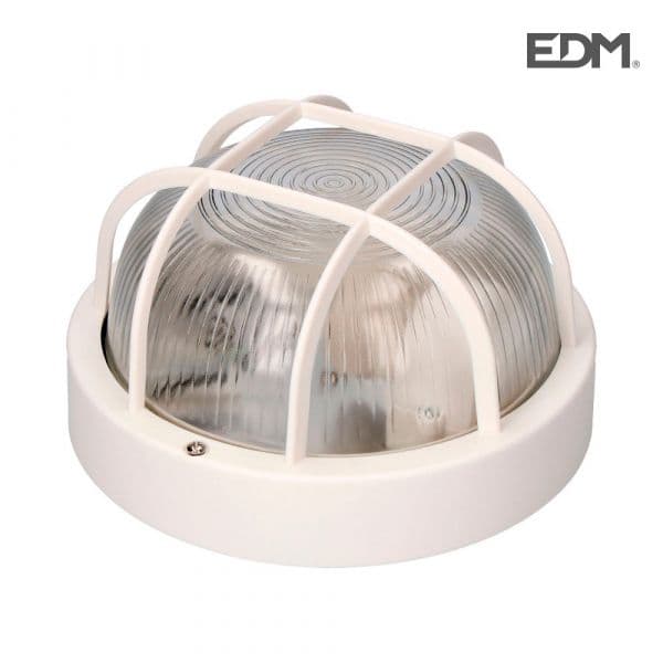 EDM Aplique Olho de Boi Redondo Branco 1 Lâmpada E27 40W IP54 Modelo Tarragona - ELK34352