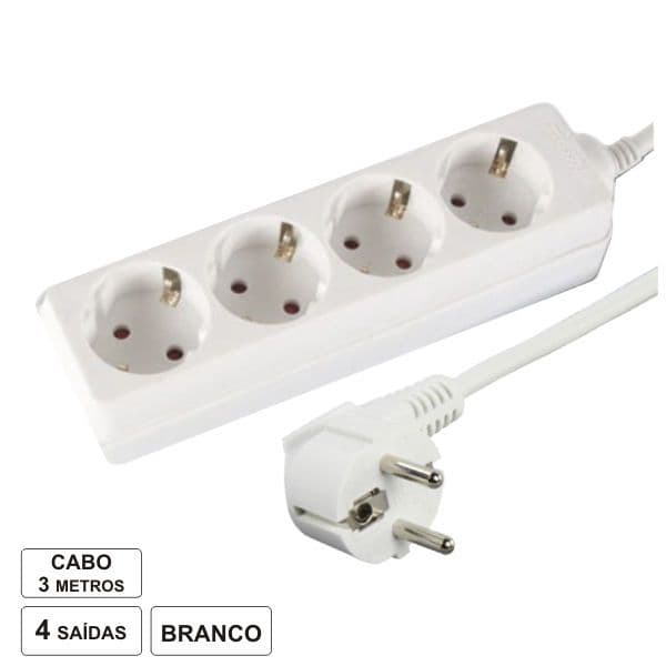 EDM Tomada Eléctrica com 4 Saídas 3M Branco - 41034