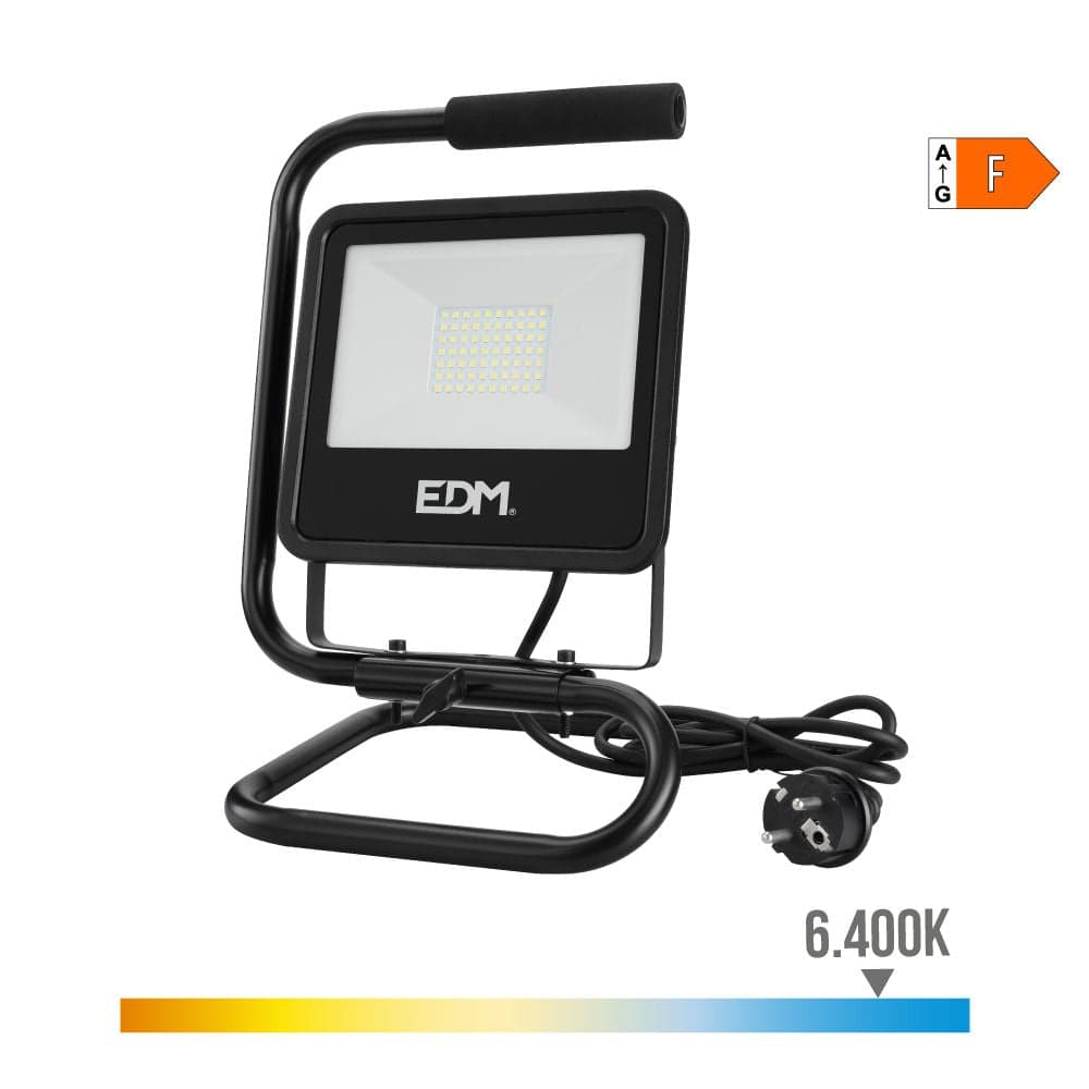 EDM Projetor/Spotlight LED 70416 Black Series 50W 4000lm 6400K com Pé Preto