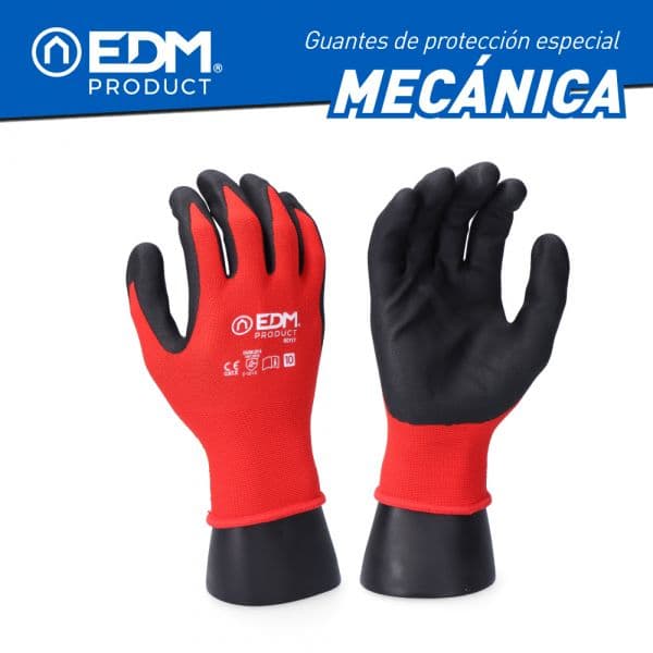 EDM Luvas Indústria Mecânica Nylon/lycra Revestido de Nitrilo. Apto para Ecrã Tátil Tamanho 9 - ELK80116