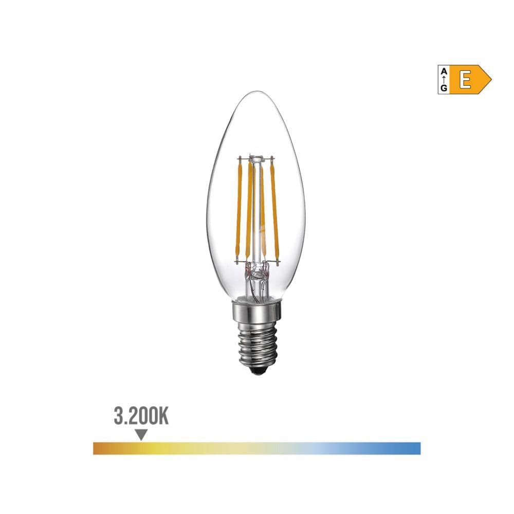 LÂMPADA VELA COM FILAMENTO LED E14 4W 500LM 3200K LUZ QUENTE Ø3,5