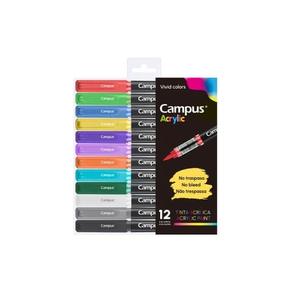 Campus University Marcadores Acrílicos Pincel 12 Cores