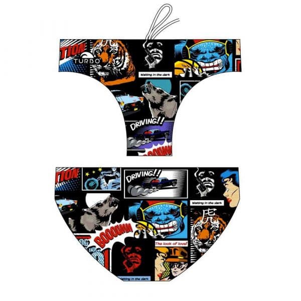 Turbo Black Comic Swimming Brief Colorido S Homem