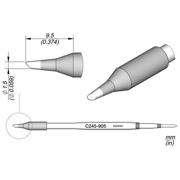 JBC Ponta p/ Utensilio de Mão T245 (Ø1,5mm) - C245-905