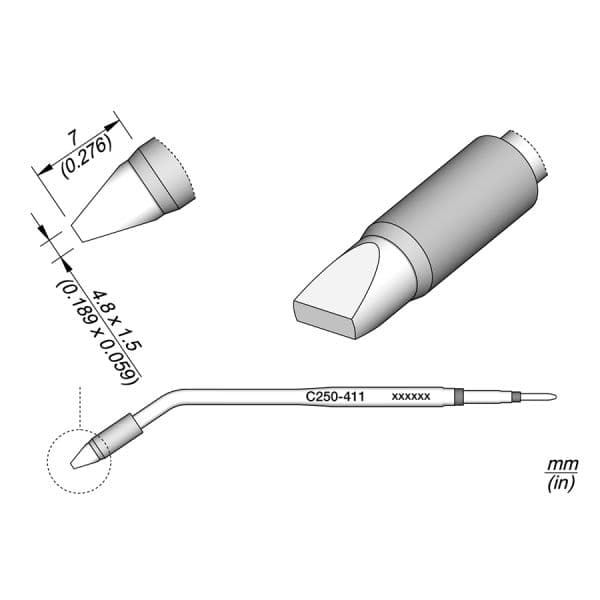 JBC Ponta Chisel 4.8 X 1.5mm P/ AL250 e AP250 - C250411