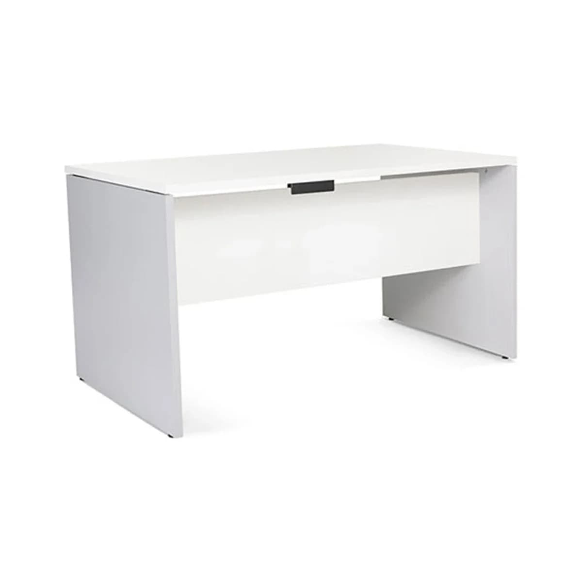 Mesa de escritorio rocada serie work 140×80 cm acabamento ab04 aluminio/branco