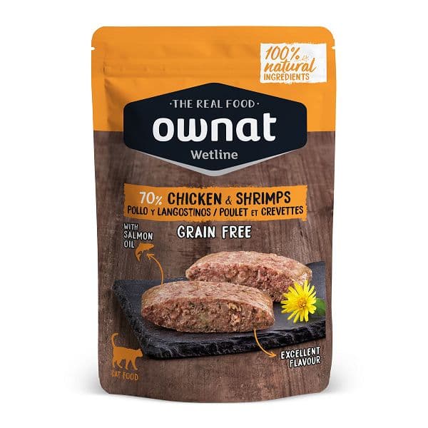 Ração Húmida Ownat Chicken & Shrimps 85g