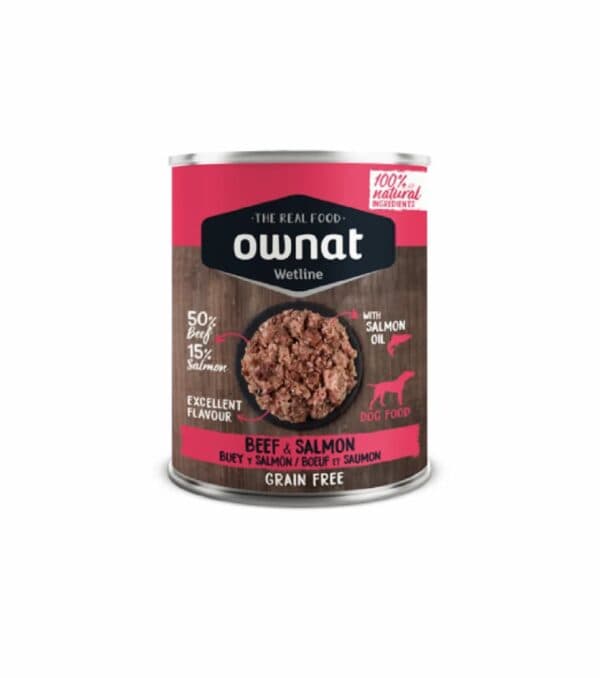 Ração Húmida Ownat Grain Free Beef & Salmon 395g