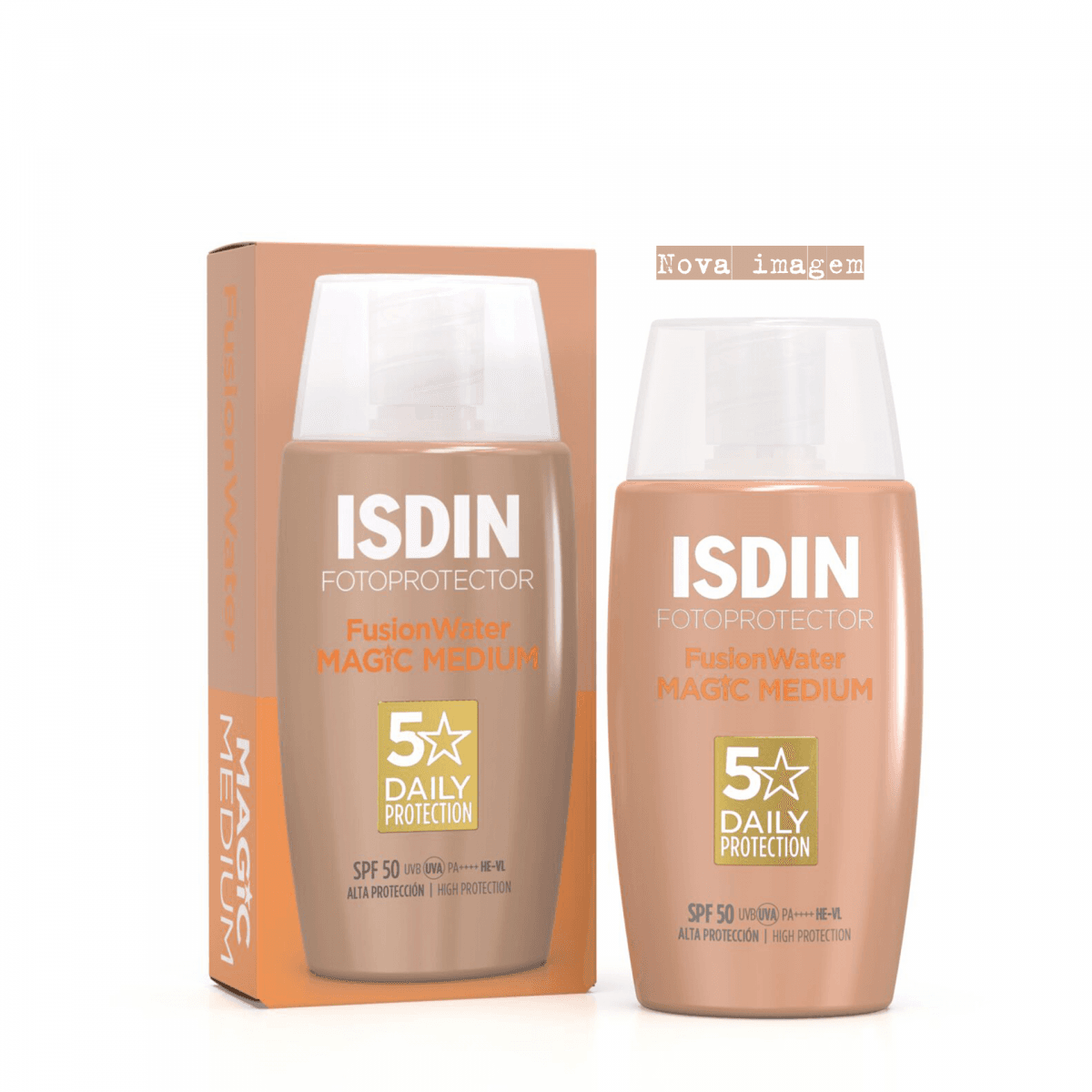 Protetor Solar Isdin FusionWater Magic Color Tom Médio SPF50+ 50ml