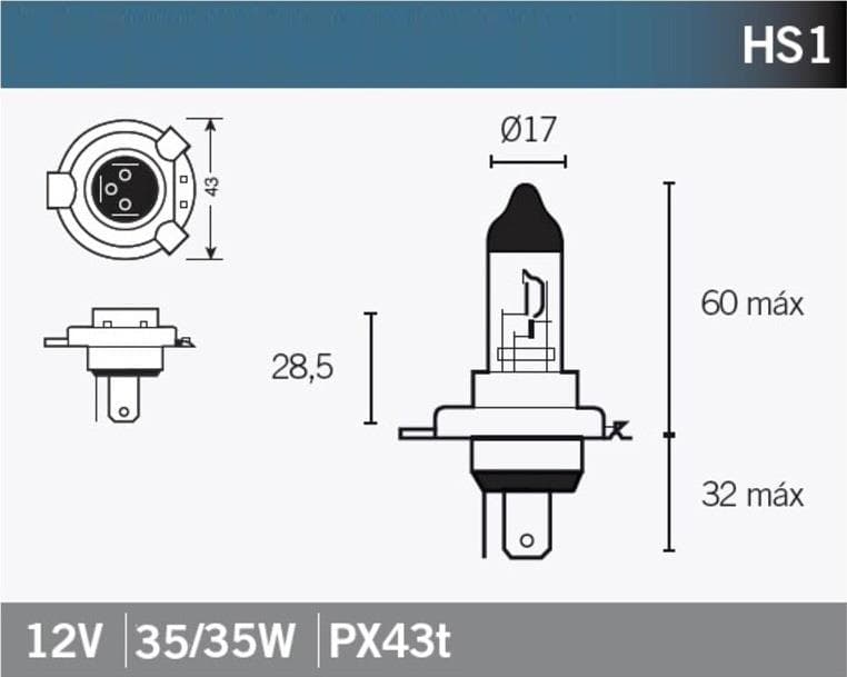 LAMPADA FAROL 12V 35/35W PX43T HS1 VICMA