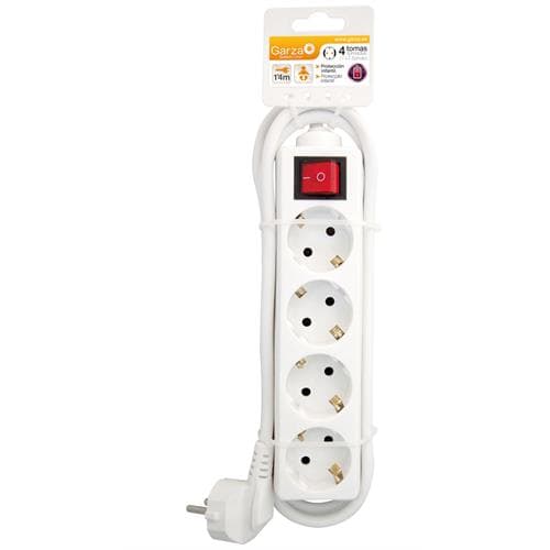 Garza Extensão 4 Tomadas com Interruptor 1.4m Branco - 420004