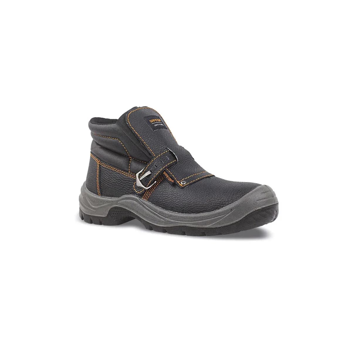 Bota de segurança safetop nerio couro gravado com fivela especial soldadura sola pu bidensidade s3 tamanho 40 cor preto
