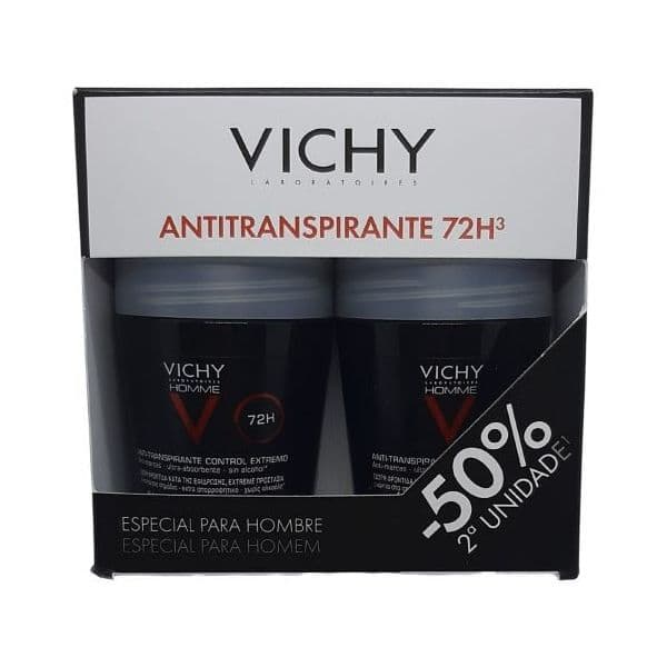 Vichy Homme Pack Cuidado Antitranspirante 72h Roll-on 2x50ml