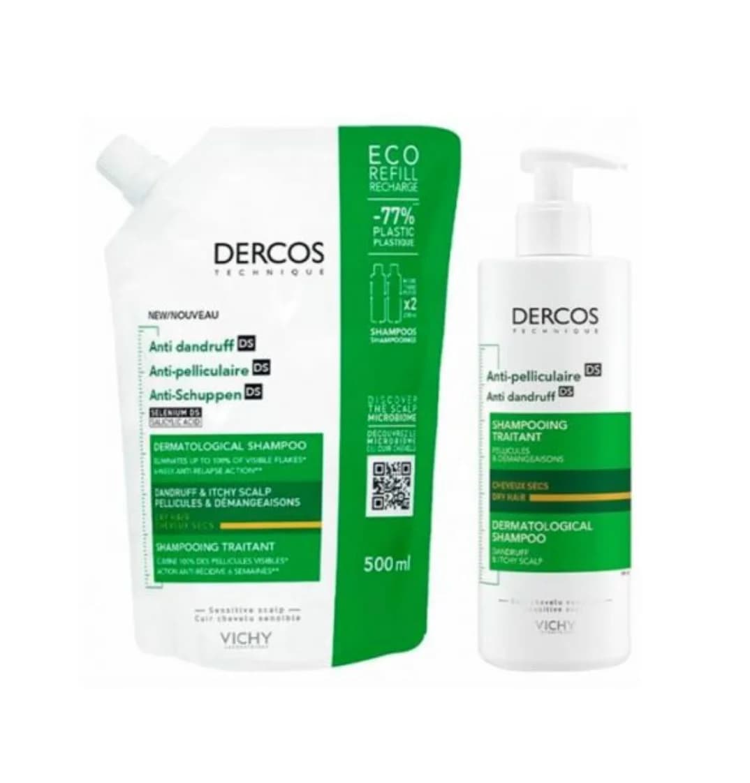 Vichy Dercos Shampoo Anticaspa Seca 390ml + Recarga 500ml