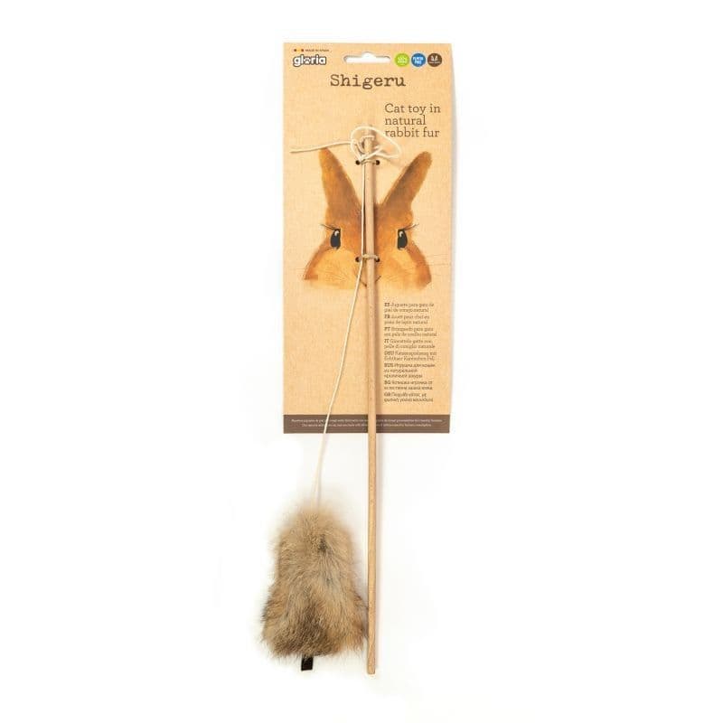 Gloria Caña con Pata de piel de Conejo para Gatos