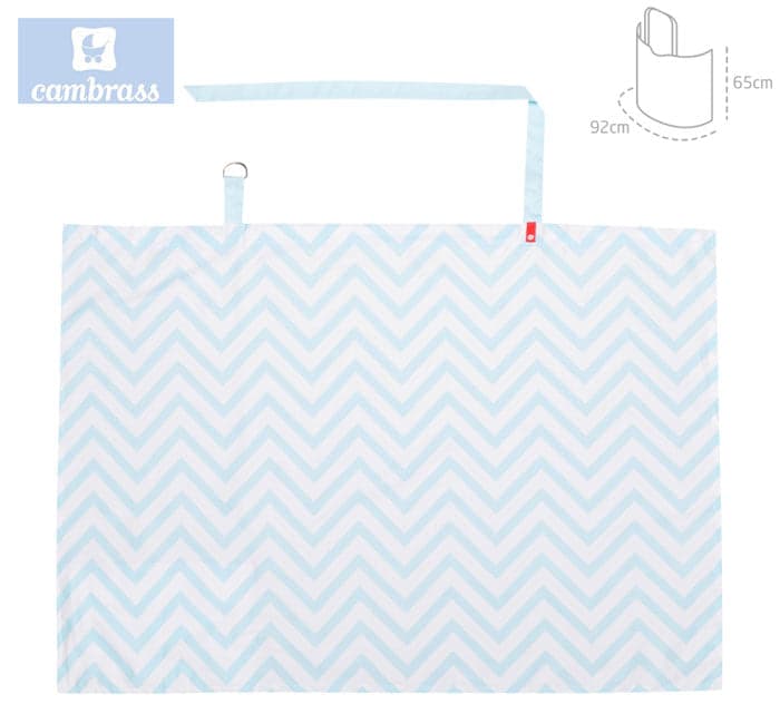 CAMBRASS - CAPA DE AMAMENTAÇÃO ZIGZAG CELESTE 92x65 CM