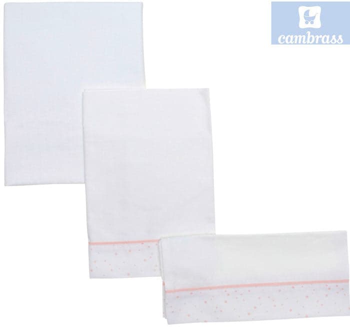 CAMBRASS - LENÇÓIS BERÇO 3 PCS 100x165 CM ASTRA ROSA