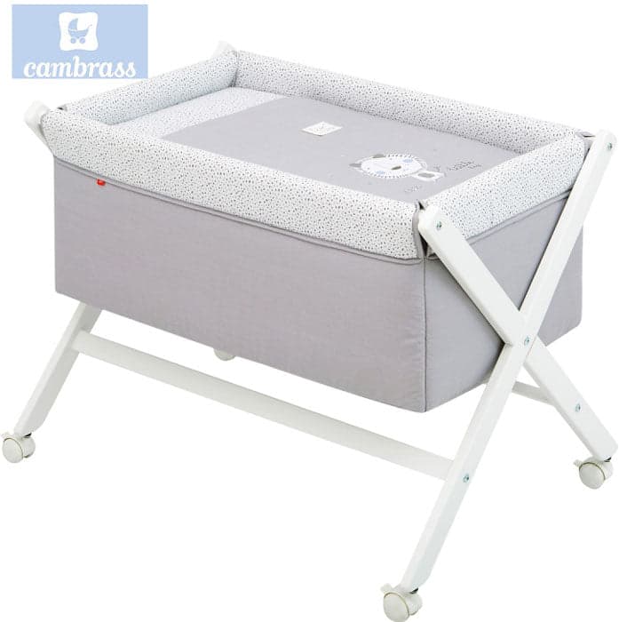 CAMBRASS - BERÇO DE MADEIRA LEÃO CINZA / BCO 55x87x74 CM