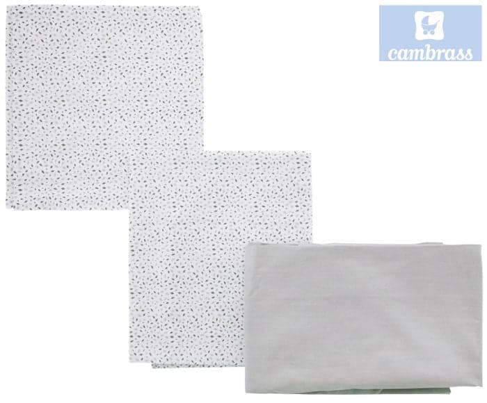 CAMBRASS - LENÇÓIS BERÇO 3 PCS 80x120 CM LEÃO CINZA