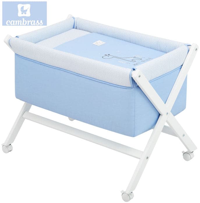CAMBRASS - BERÇO DE MADEIRA GIRAFA AZUL / BCO 55x87x74 CM