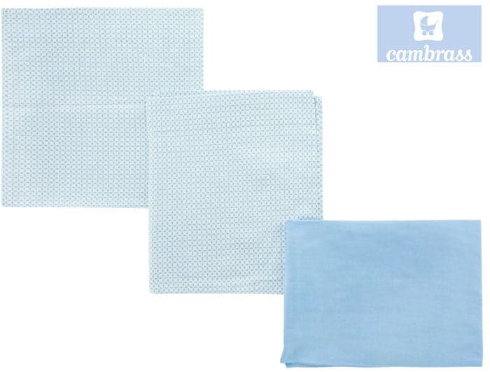CAMBRASS - LENÇÓIS BERÇO 3 PCS 80x120 CM GIRAFA AZUL