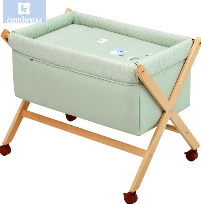 CAMBRASS - BERÇO DE MADEIRA LUA VERDE / NATURAL 55x87x74 CM