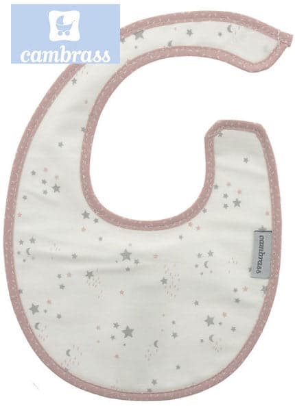 CAMBRASS - BABETE COM VELCRO CÉU ROSA / ESTRELA 16x19 CM