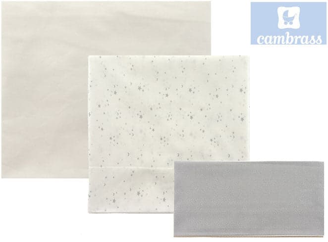 CAMBRASS - LENÇÓIS PARA ALCOFA 3 PCS 80x120 CM CÉU CINZA
