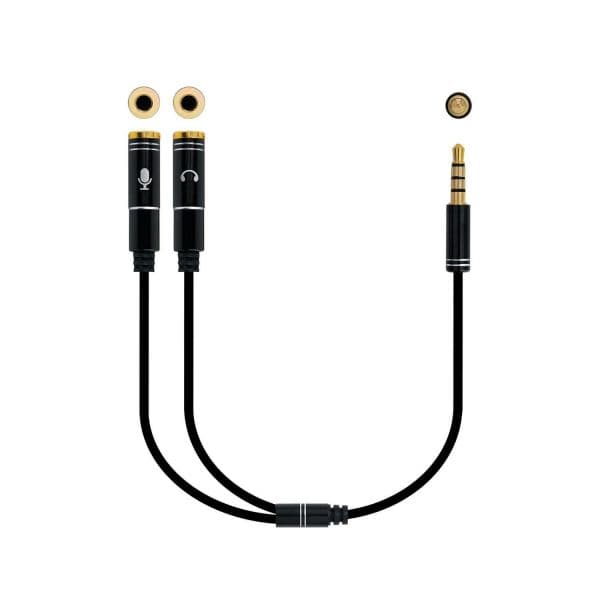 Nanocable Cabo adaptador Jack 3.5mm Macho para 2x Jack 3.5mm Fêmea Black