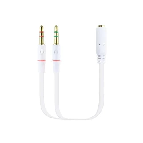 Cabo de Divisão Áudio Nanocable Jack 3,5/F 3 PINOS – 2x Jack 3,5/M 4 PINOS 20 CM Branco