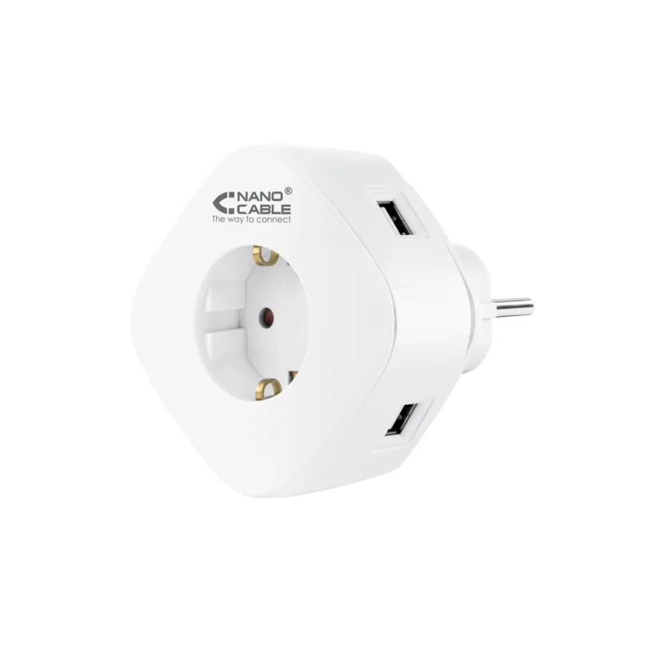 Carregador tomada Nanocable 2 USB A + 1 USB-C e Tomada