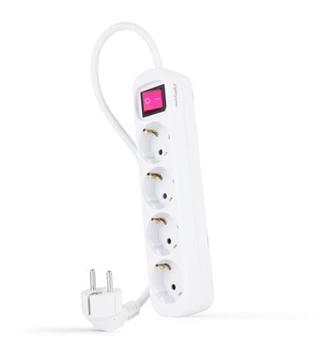 Nanocable Bloco de 4 Tomadas com Interruptor Branco