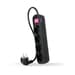 Nanocable Bloco de 4 Tomadas com Interruptor Preto