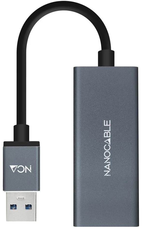 Nanocable Conversor USB 3.0 Macho - Conector RJ45 Fêmea (cinzento) - 10.03.0405