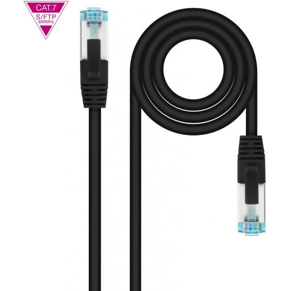 Nanocable - Cable de Red Cat.7 600MHZ LSZH SFTP PIMF AWG26, Negro, 25 cm - 10.20.1700-L25-BK