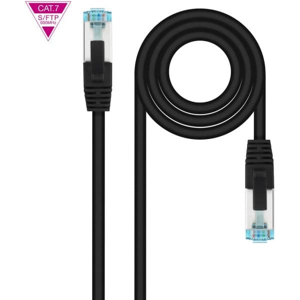 Nanocable - Cable de Red Latiguillo Cat.7 600MHZ LSZH SFTP PIMF AWG26, Negro, 30 cm - 10.20.1700-L30-BK