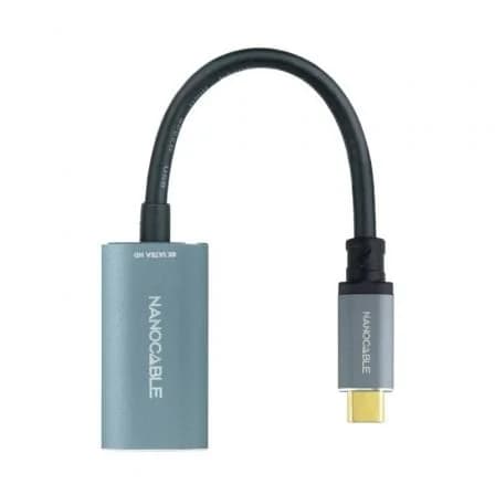 Nanocable 10.16.4104-G adaptador de cabo de vídeo 0,15 m USB Type-C DisplayPort Cinzento