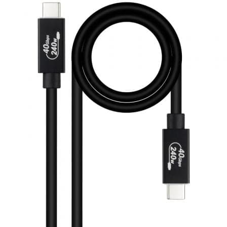Cabo USB 4.0 Nanocable / Tipo-C Macho a Tipo-C Macho / Até 240W / 40Gbps / 1.8m / Preto / 10.01.5002