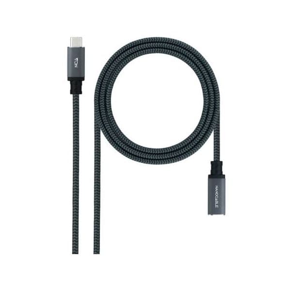 Nanocable 10.01.4501-COMB Cabo Prolongador USB-C 3.2 Gen2x2 20Gbps 100W 4K 60Hz 1 Metro Black