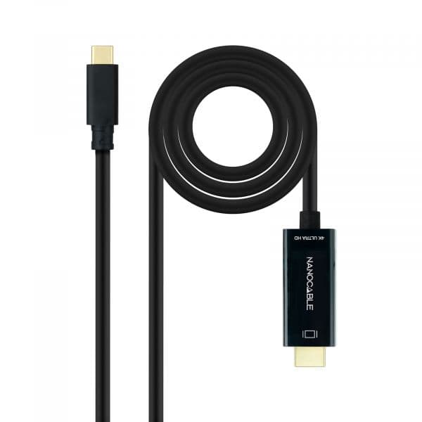 Nanocable Cabo Conversor USB Tipo-C Macho - HDMI Macho 5m Negro 4K@60Hz