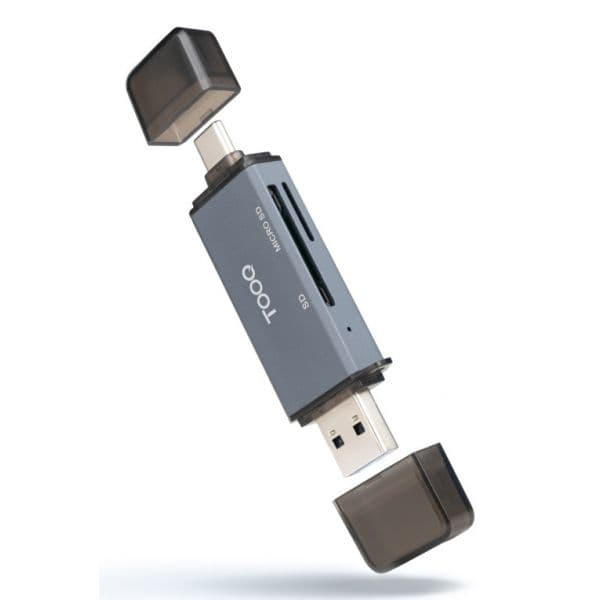 TooQ TQR-3001G Leitor de Cartões USB 3.0, USB Tipo-C, USB-A, Cinza/Silver