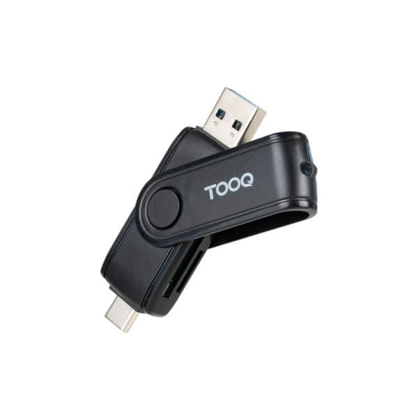 TooQ TQR-3003B Leitor de Cartões Externo USB 2.0/USB-C/USB-A SD/Micro SD/TF Preto